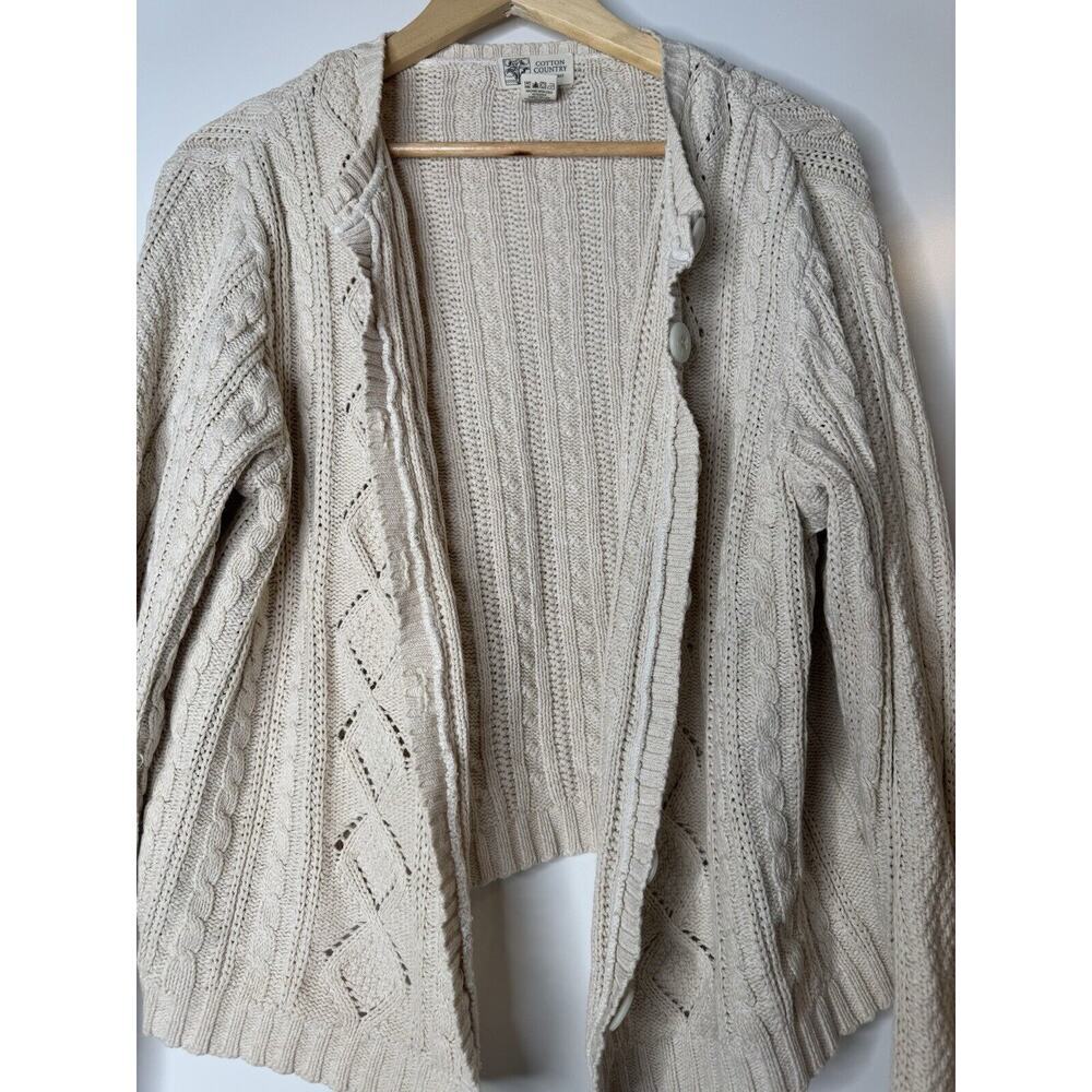 Cotton Country by Parkhurst Sweater Womens Large Chunky Cardigan Sweater Button - Picture 3 of 7